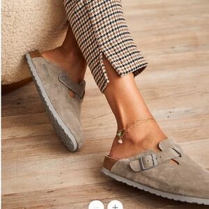 New Birkenstock Suede Boston in Stone Coin 37 N